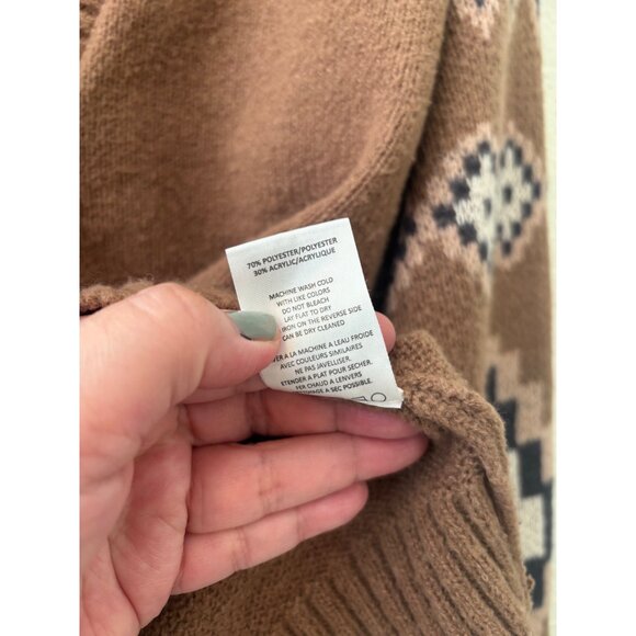 Vintage Inspired VIGOSS Brown Cardigan With Aztec  Pattern Button Closure - Picture 6 of 11